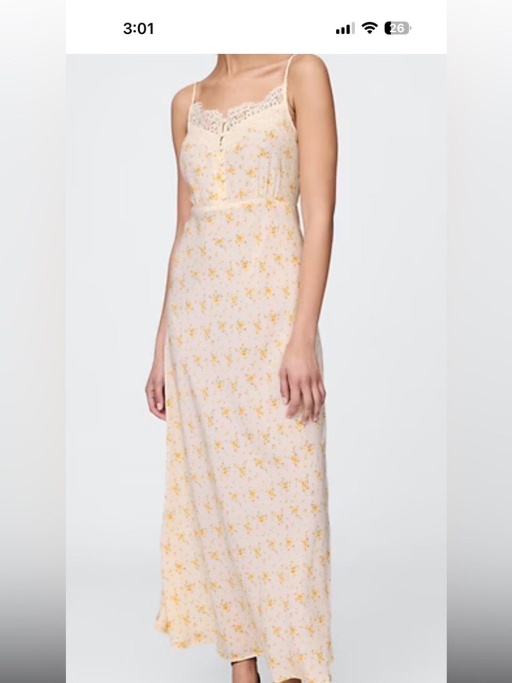 GAP Cream Maxi dress with Yellow Floral Print